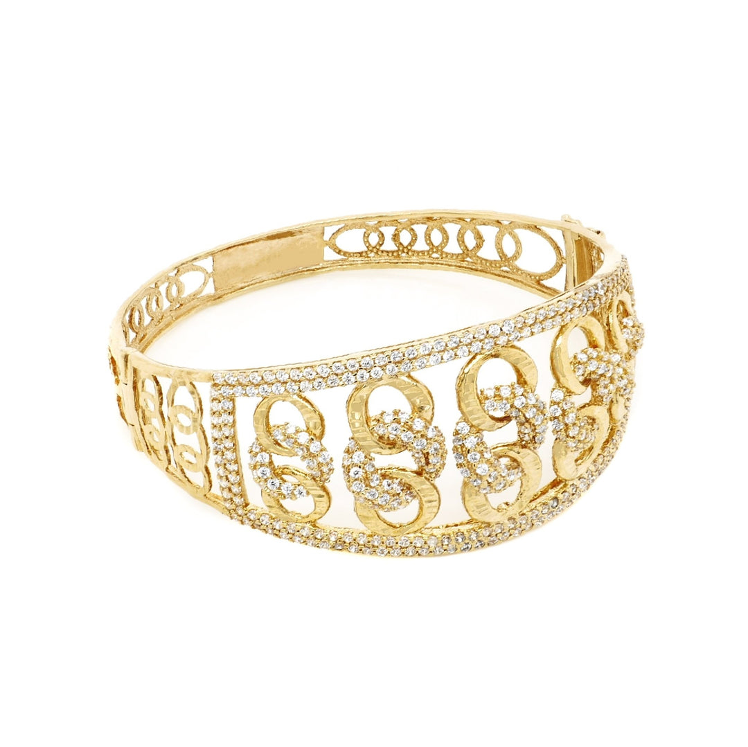 Vòng đơn vàng khoen lật Bảo Tín K&K Vàng 14K đính Đá cao cấp - Bảo Tín K&K