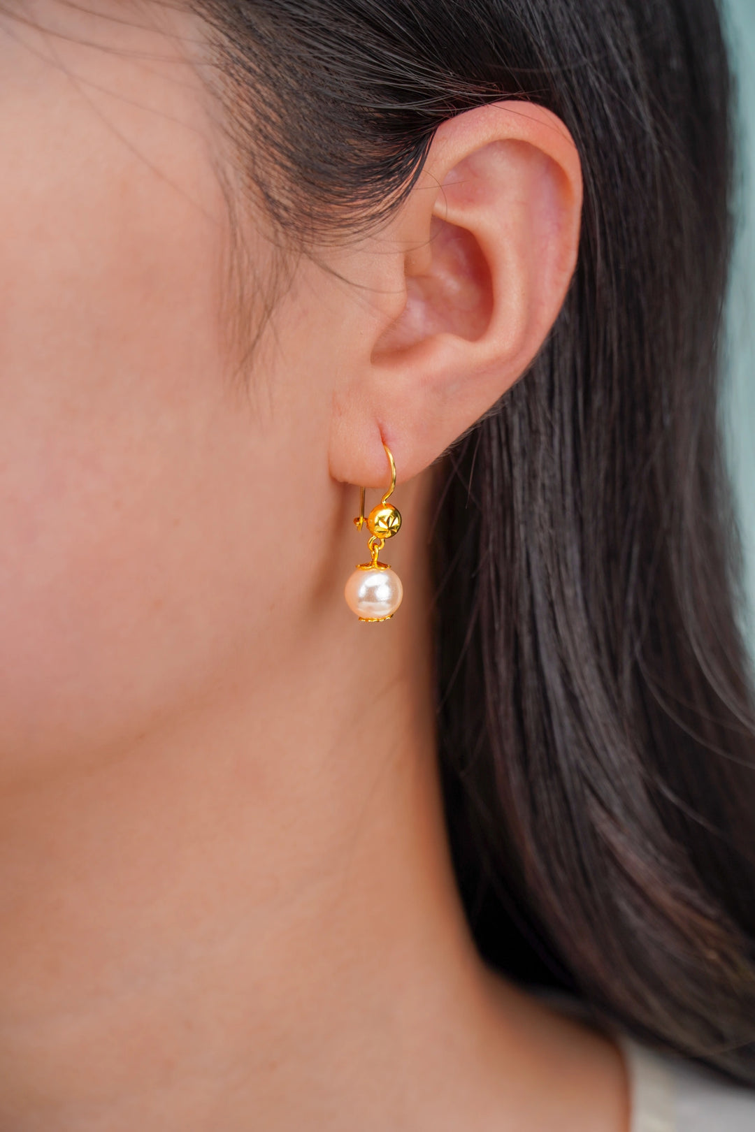 Bông Tai Móc Cau Hột Bẹt Vàng 16K Bảo Tín K&K