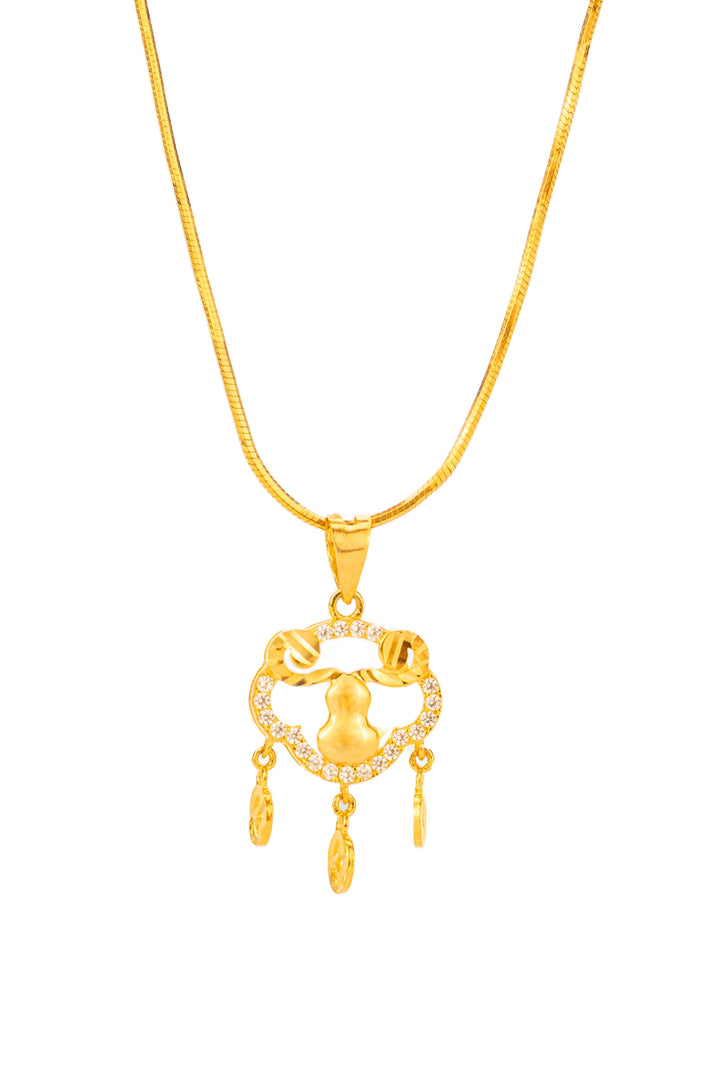 Mặt Khoá Trường Mệnh Đồng Tiền Đính Đá CZ Vàng 16K Bảo Tín K&K