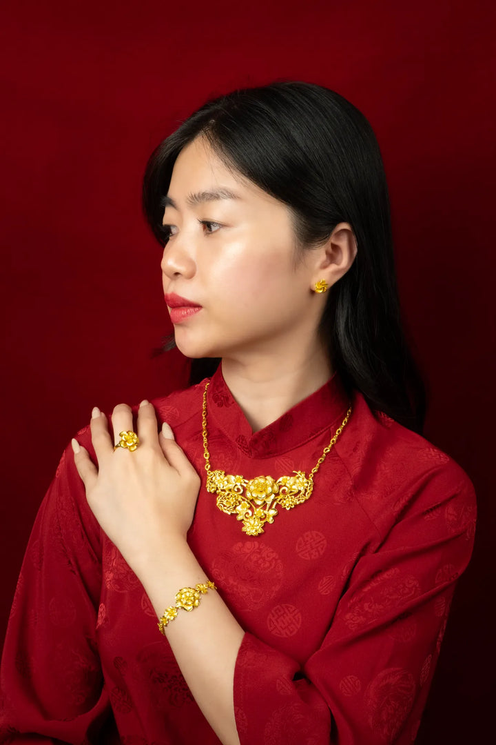 Nhẫn Bông Hoa 5 Cánh Hai Lớp Vàng 23K Bảo Tín K&K