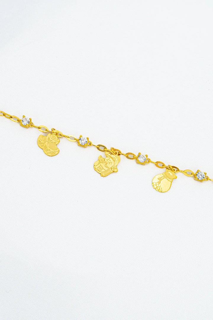 Lắc Tay Charm Túi Tiền - Thỏi Vàng - Thần Tài Vàng 610 Đính Đá CZ Bảo Tín K&K