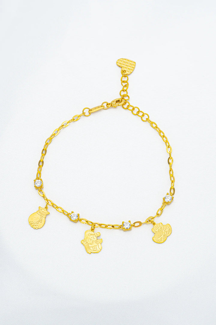 Lắc Tay Charm Túi Tiền - Thỏi Vàng - Thần Tài Vàng 610 Đính Đá CZ Bảo Tín K&K