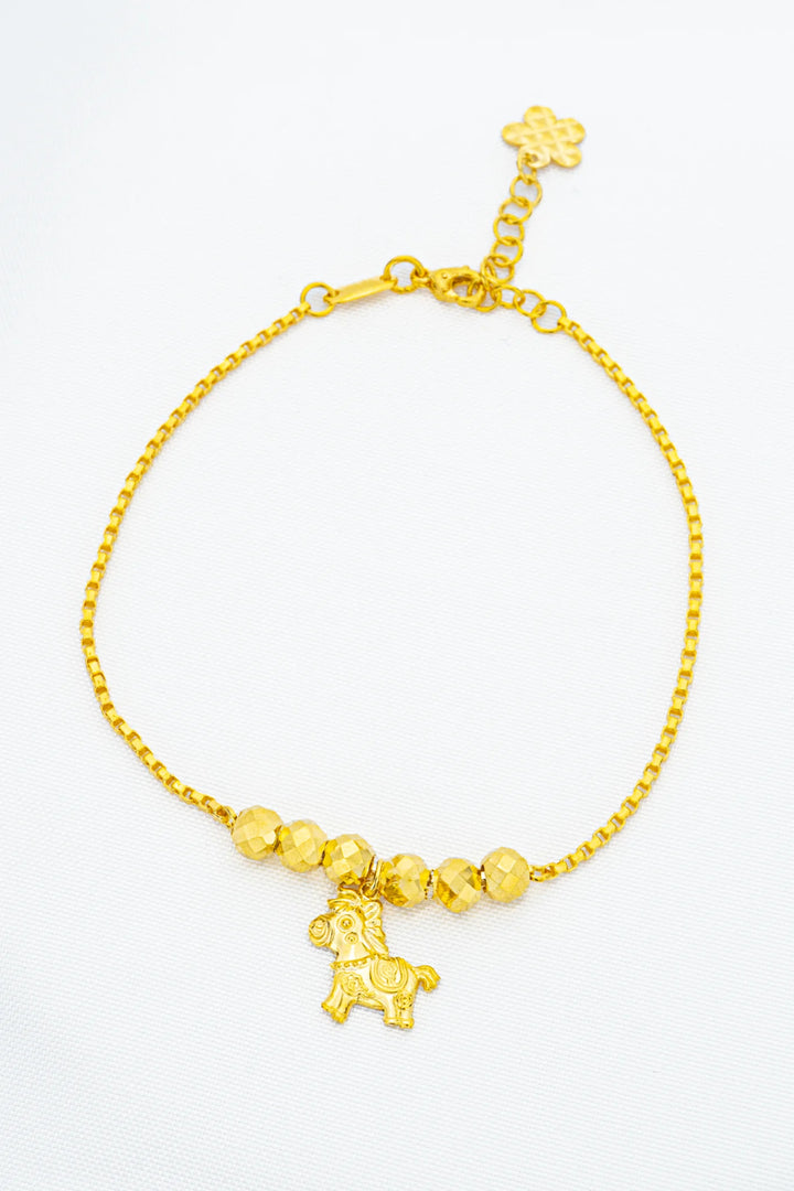 Lắc Tay Hạt Bi Charm Con Ngựa Vàng 610 Bảo Tín K&K