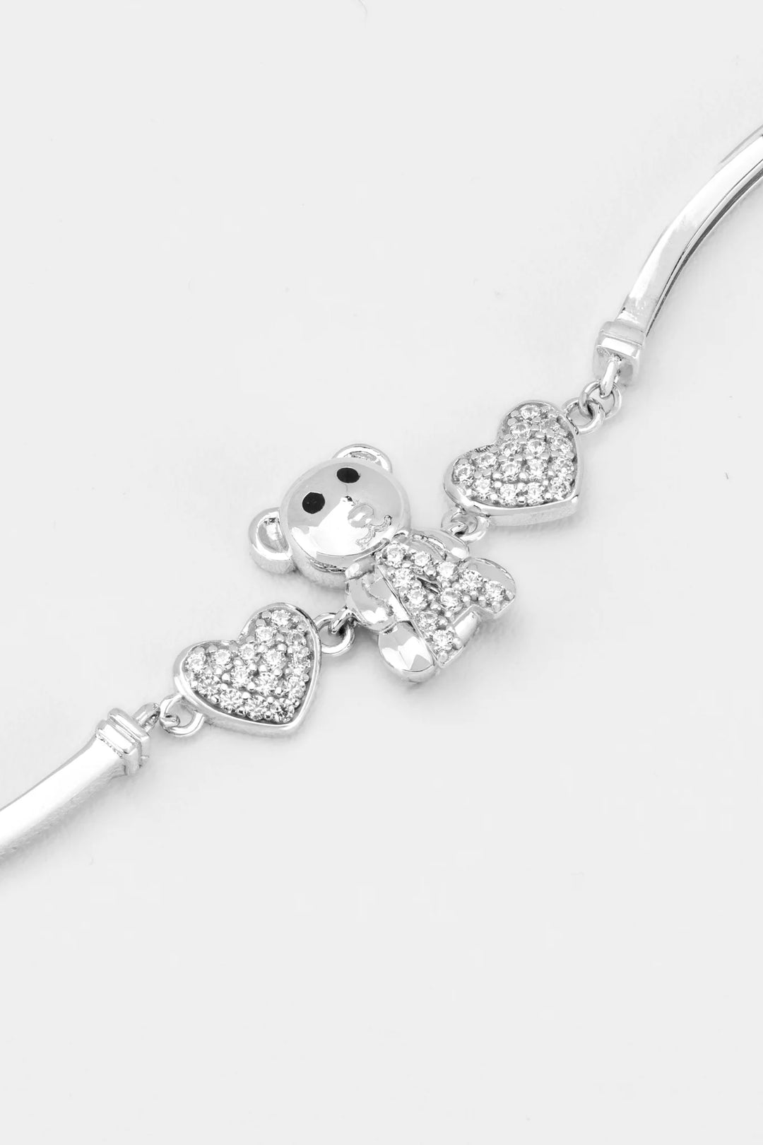 Lắc Tay Con Gấu Trái Tim Tấm Đai Còng Vàng Trắng 610 Bảo Tín K&K