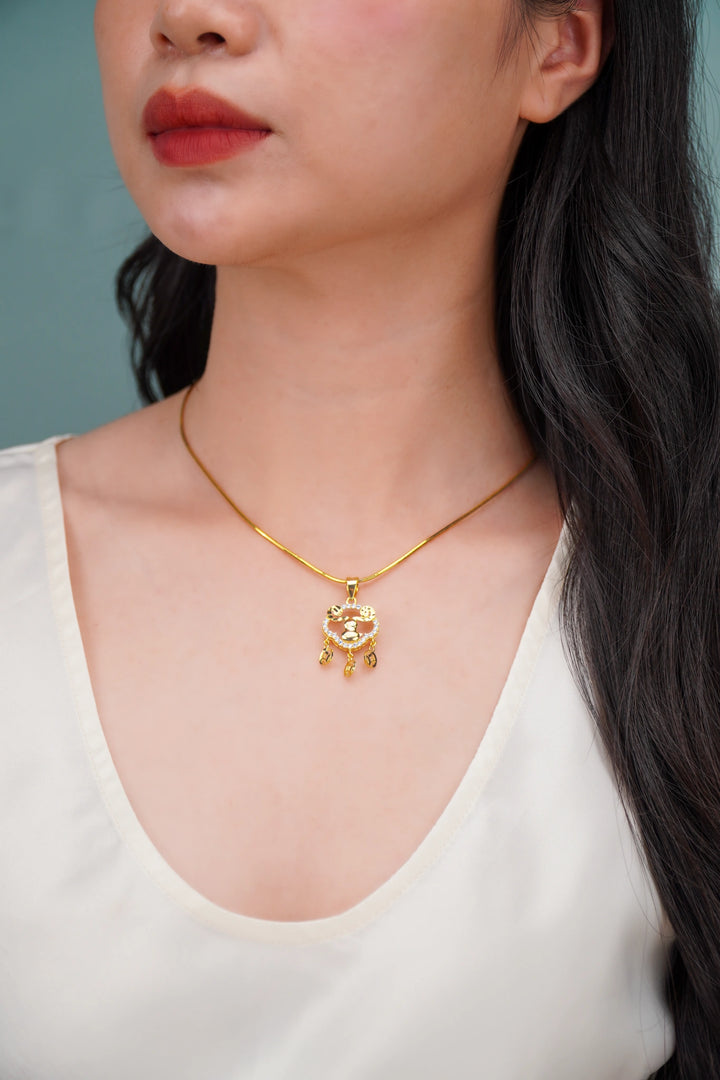 Mặt Khoá Trường Mệnh Đồng Tiền Đính Đá CZ Vàng 16K Bảo Tín K&K