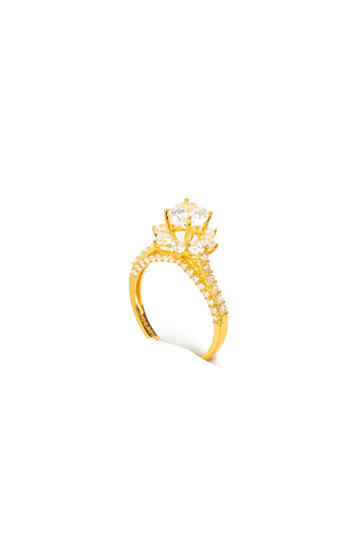 Nhẫn Bông Hoa Tấm Đính Đá CZ Vàng 16K Bảo Tín K&K