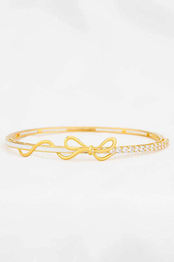Vòng Tay Nơ Một Đai Một Hàng Tấm Một Đai Trắng Vàng 610 Bảo Tín K&K