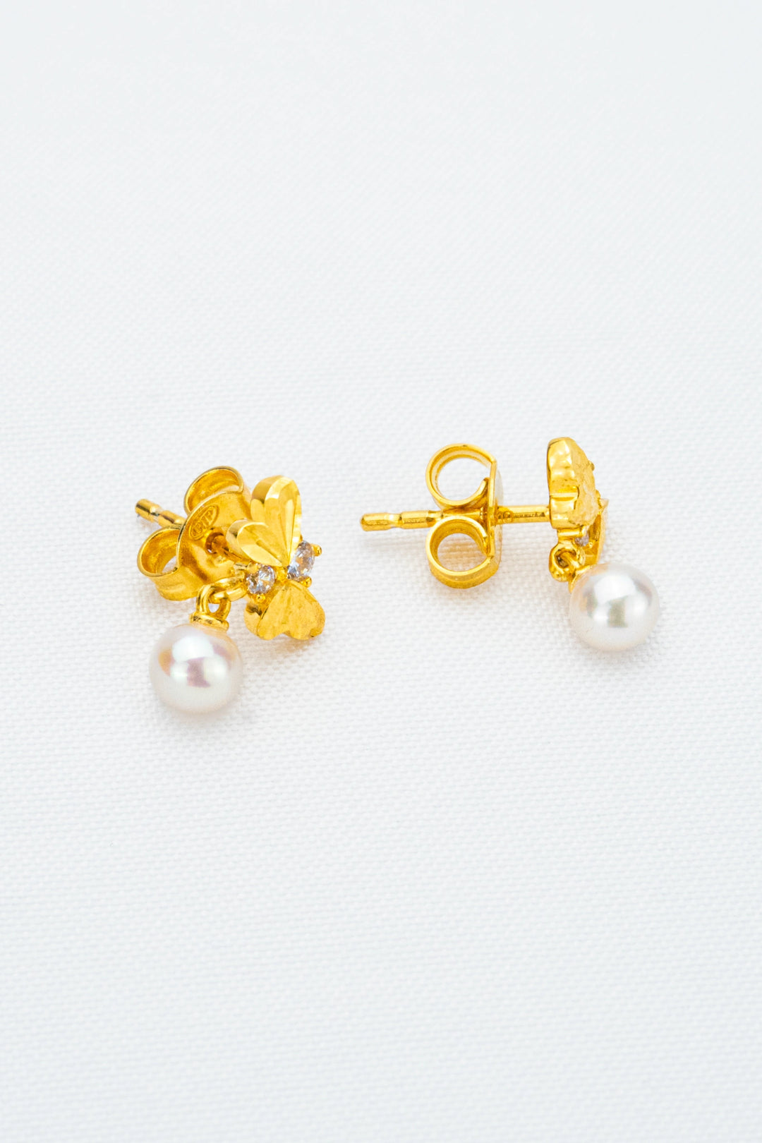 Bông Tai Bướm Hột Bẹt Vàng 610 Đính Đá CZ Bảo Tín K&K