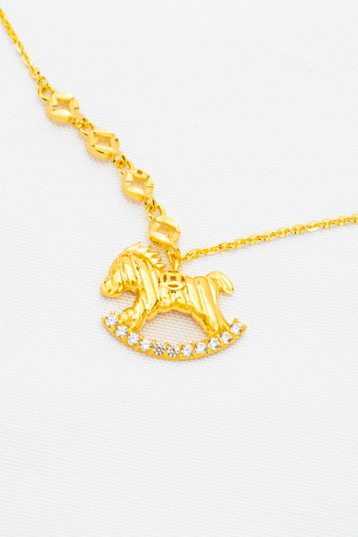 Dây Chuyền Mặt Con Ngựa Vàng 610 Đính Đá CZ Bảo Tín K&K