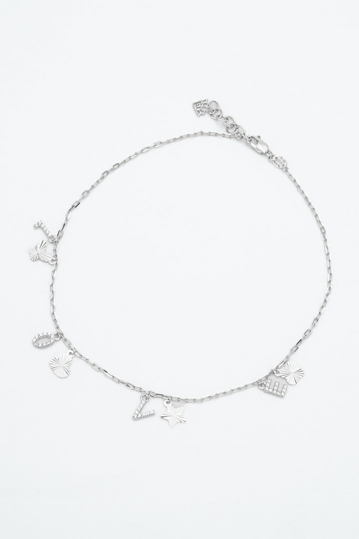 Lắc Chân Chữ LOVE Vàng Trắng 610 Đính Đá CZ Bảo Tín K&K