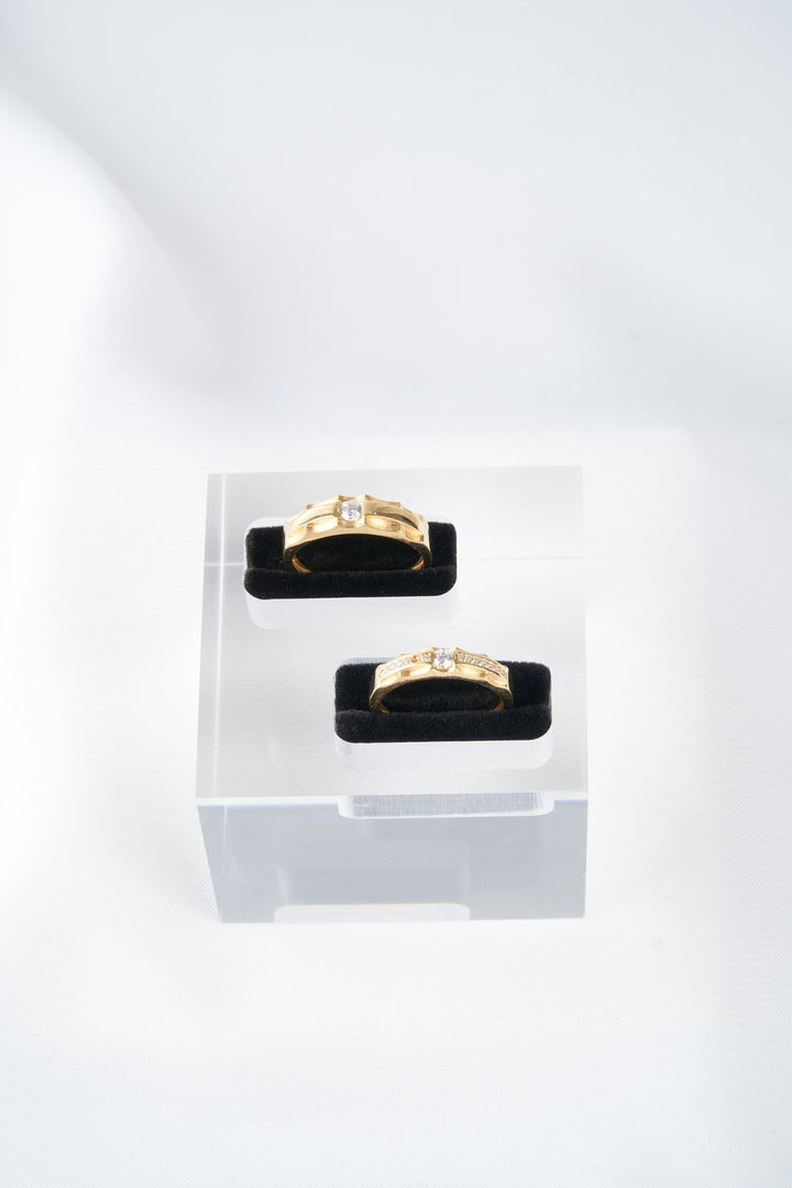 Nhẫn cưới vàng cưới tấm Bảo Tín K&K Vàng 18K đính Đá cao cấp